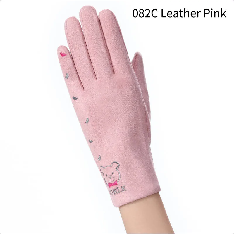 082C Leather Pink Открытый путешествия замша бархат 23 см сохраняет тепло прочный 1 пара бурелом леди перчатки многоцелевой - Цвет: 082C Leather Pink