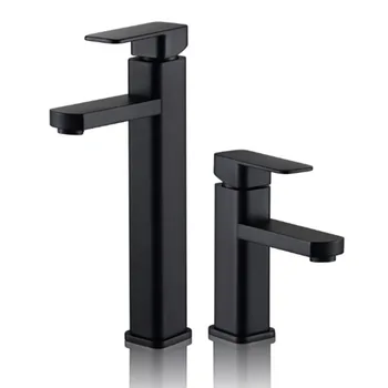 

Free Shipping YUJIE ZSHY1034 Full-copper Four Square Basin Faucet Hot and Cold Faucet Black Paint Single-hole Tap