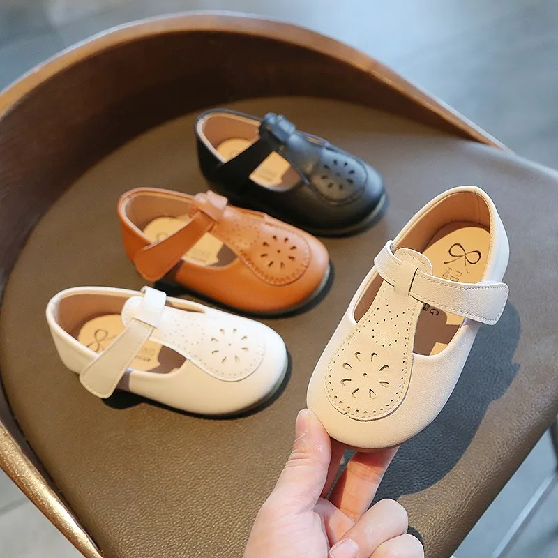 

Baby Flat Shoes New Fashion Children's Girls Spring Autumn Toddler Wide Hollow Out Pu Princess Dance Shoes Kids Shoe Girls Shoe
