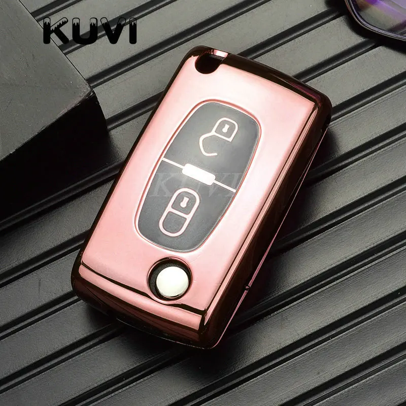 Soft TPU Car Key Fob Case Cover Protector for Peugeot 107 206 207 307 308 406 for Citroen Xsara Picasso C2 C3 C4 C5 C6 C8 key case,key case cover,car key shell