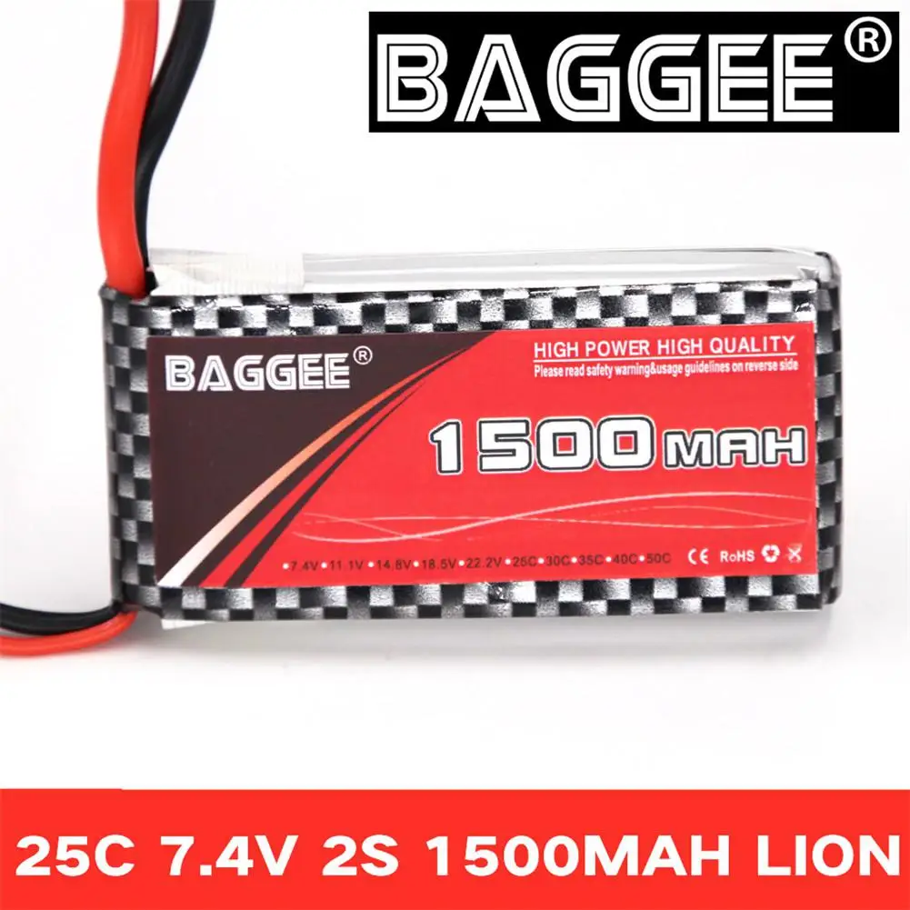 Comprar Kuulee 1 Pza BAGGEE alta tasa de descarga 25C 2S 7,4 V 1500MAH batería de litio compatible para RC coche barco Drone y Jet de cruce