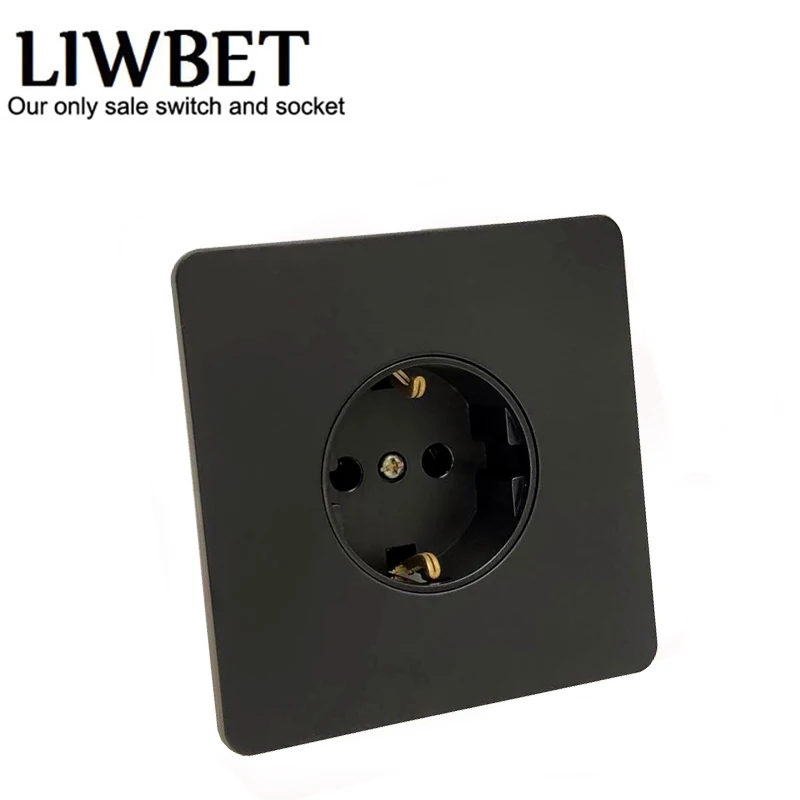 LIWBET 16A настенная розетка стандарта ЕС и черный цвет панели из нержавеющей