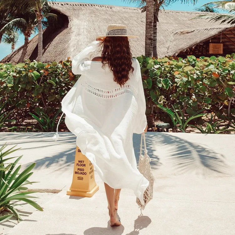 

Bikini Cover-up Coat Hot Springs Bathing Suit Outdoor Hollow out Seaside Beach Holiday Skirt Sun-resistant Cardigan Women's