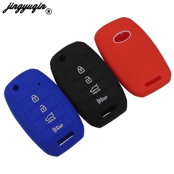 

jingyuqin 30p 4 Button Car Key Cover Silicone Key Case For KIA rio Sportage 2016 ceed Sorento cerato K2 K3 K4 K5 Key Bag