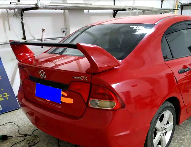 Для 2006-2011 Honda Civic FD2 спойлер задний ABS Материал Автомобильный задний крыло грунтовка высокий спойлер для 8-го седана Civic FD2 спортивный спойлер - Цвет: Red and black