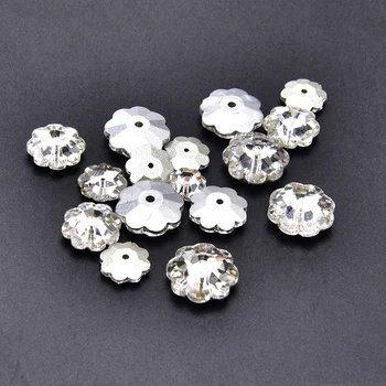 

Flower round holl Sew On Beads With One hole Crystal Clear Color Plum Shape Sewing Crystal 6mm,8mm,10mm,12mm,14mm,16mm