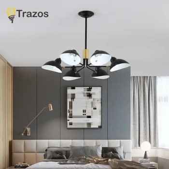 

TRAZOS Modern Round Metal Chandelier For Living Room 3 6 8 Lights Nordic Bedroom LED Chandelier Lighing With Metal Decoration