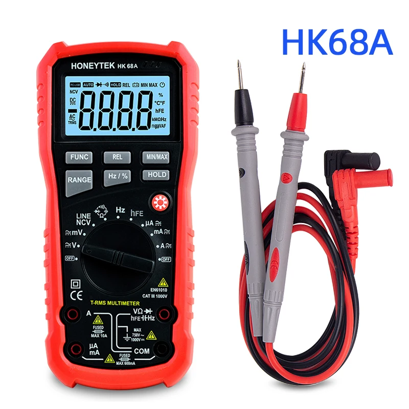 

True rms Digital multimeter tester professional esr tester check capacitors continuity test multimeter auto range HK68A