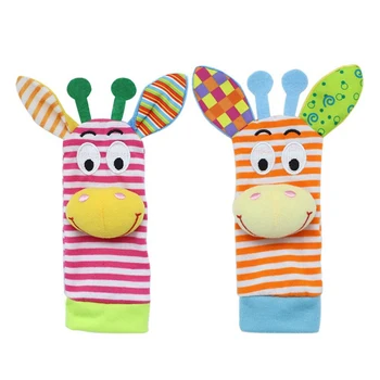 

Baby Soft Plush Wrist Strap Toys Infant Cute Cartoon Bell Rattles Educational Mobiles