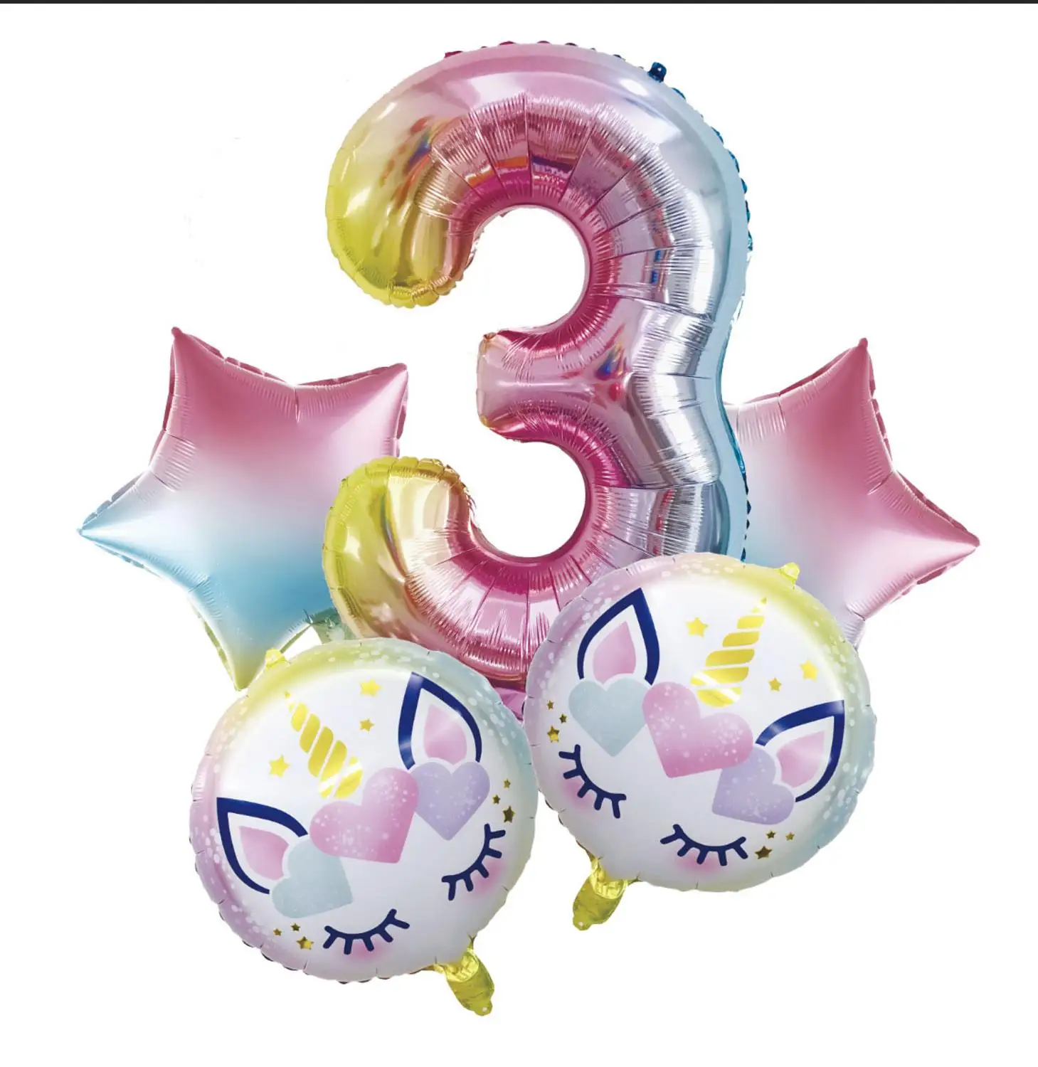 5 шт. в наборе, фольгированные гелиевые шары в форме единорога, украшения для дня рождения, Детские вечерние шары в виде единорога - Цвет: As picture
