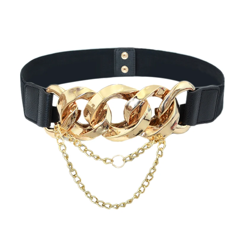 Personalized Chain Buckle New Ladies All-Match Clothing Accessories Fashion Decoration Elastic Belt Dress Belts Bg-1624 gaoke hollow bullet decoration belt fashion ladies leather studded gift man s goth rock wild adjustable women punk belt