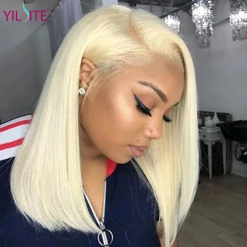 

YILITE 613 Ombre Blonde 13x4 Lace Front Human Hair Wigs For Women Peruvian Short Bob Straight Remy Lace Front Wig PrePlucked