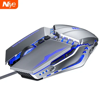 Ratón LED ergonómico para juegos por Cable de 3200 DPI, Mouse USB para Gamer G10 silencioso con Cable de retroiluminación para PC y portátil