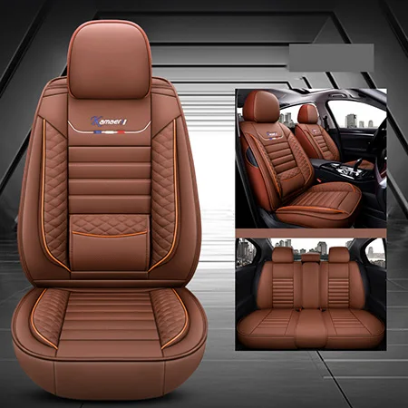 Высокие чехлы для автомобильных сидений из искусственной кожи 5 мест для mercedes w203 w204 benz w205 w210 w211 e-klasse w212 w213 w221 w245 b класс - Название цвета: Coffee no pillow