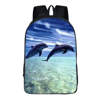 

New dolphin printed schoolbags, teenager boys, girls, children, schoolbags, primary schoolbags, creative schoolbags baackpacks