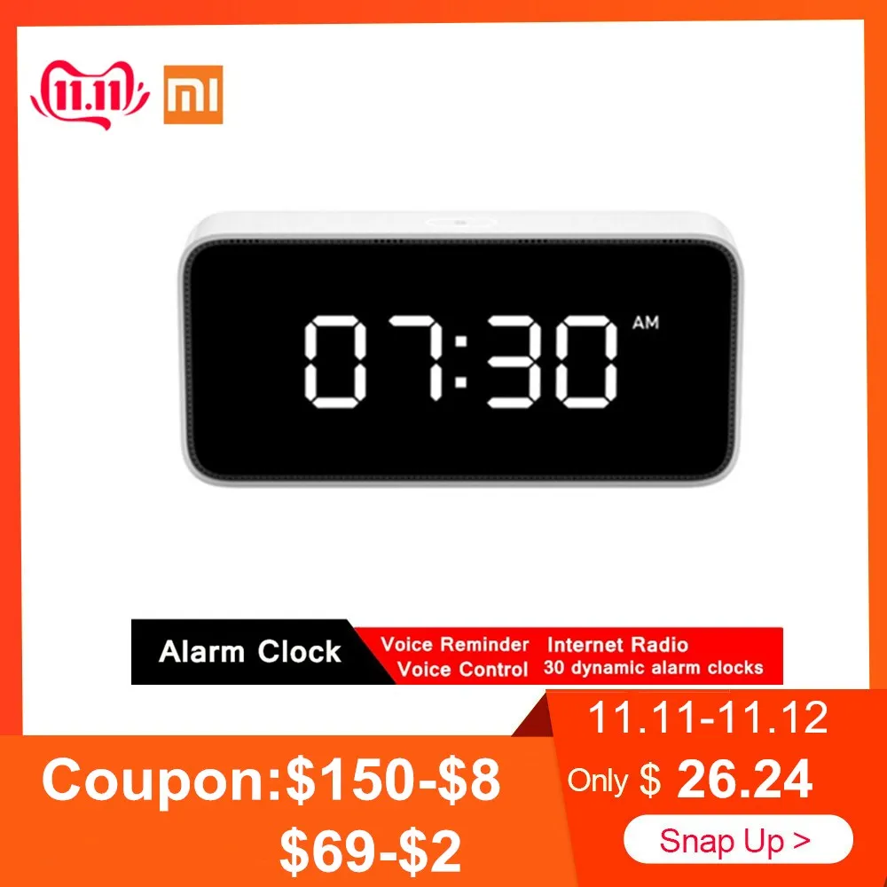 Online Reloj de alarma para transmisión de voz inteligente Xiaoai Original Xiaomi reloj de alarma inteligente creativo para el hogar
