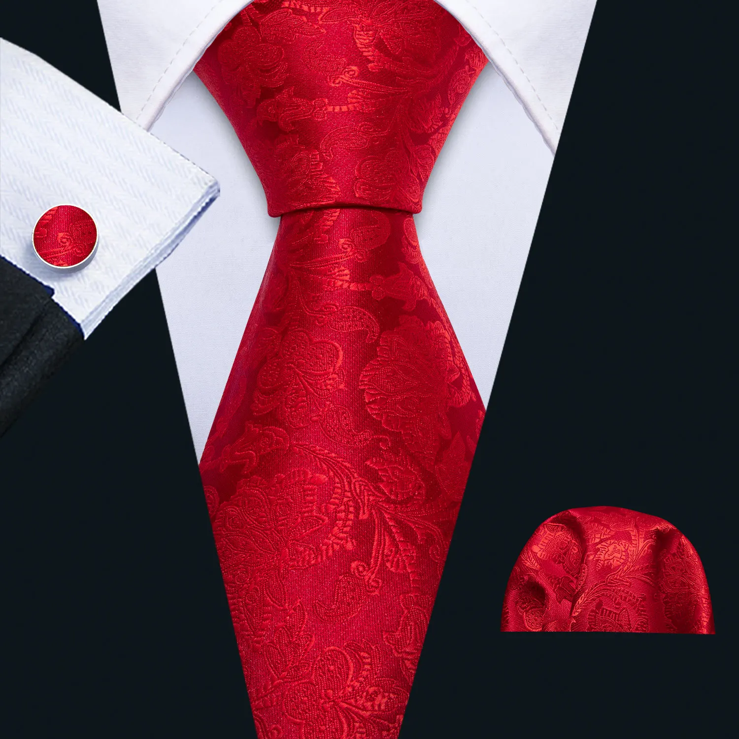 Мужской свадебный галстук, красный шелковый галстук с цветочным принтом, галстук, набор Барри. Ван, жаккардовый тканый модный дизайнерский галстук 9 см для мужчин, вечерние FA-5511
