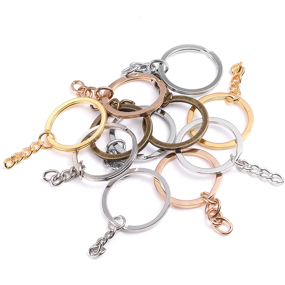 10pcs 25/30mm Gold Key Rings Round Circle Key Chain Bronze Rhodium