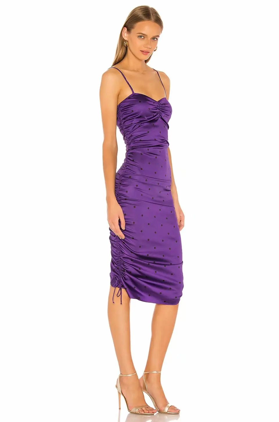 Модное Новое Осеннее женское платье с рюшами и лимонами, функциональное фиолетовое приталенное платье миди на тонких бретелях