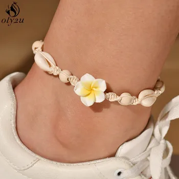 

Oly2u Vintage Natural Shell Conch Rope Anklets for Women Summer Beach Jewelry Barefoot Charm Bracelet Ankle on Leg brincos