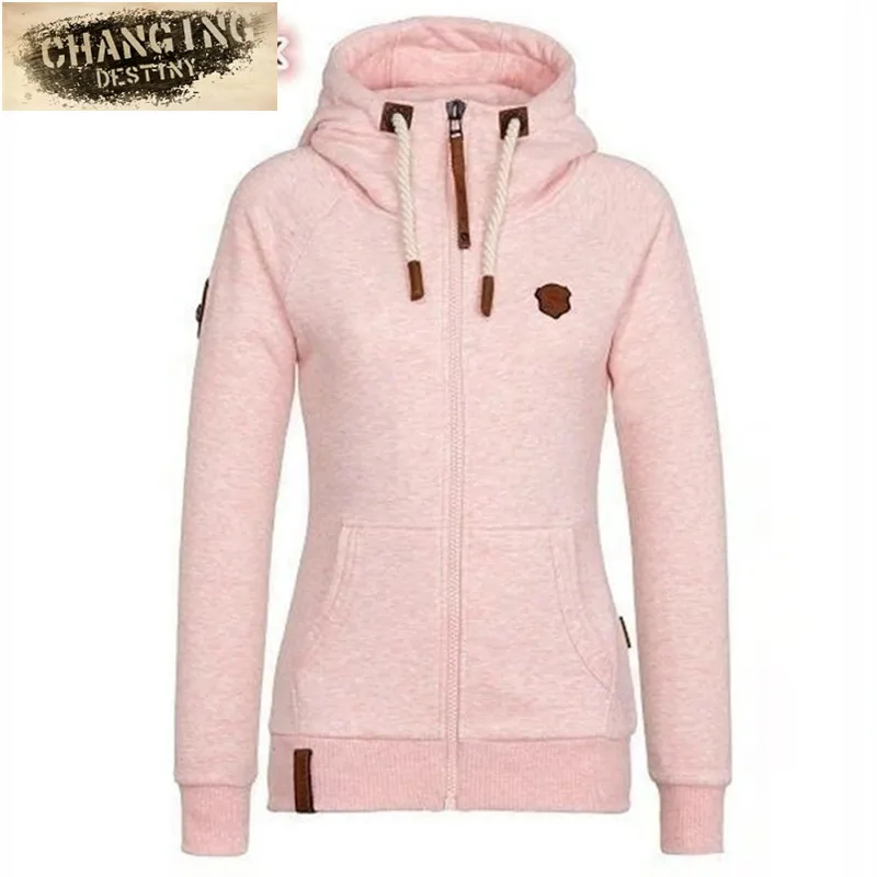 

M-3XL 2018 New Women's Hoodies Autumn Winter Hooded Sweatshirts High Collar Hooded Coat Jackets Plus Cashmere Hoodies