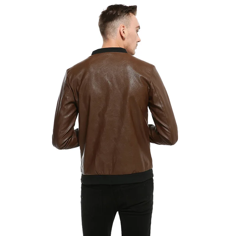 Кожаное пальто для мужчин,, AliExpress, осень и зима, стиль, Европа и Америка, молодежная крутая застежка, приталенная кожаная куртка