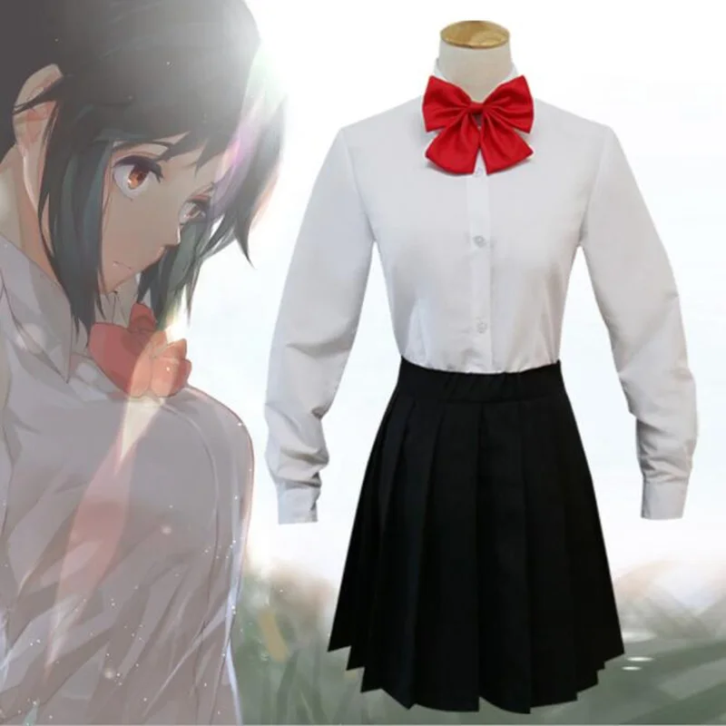 Fantasia de personagens de anime kimi no na wa, uniforme escolar tachibana  taki e miyamizu mitsuha