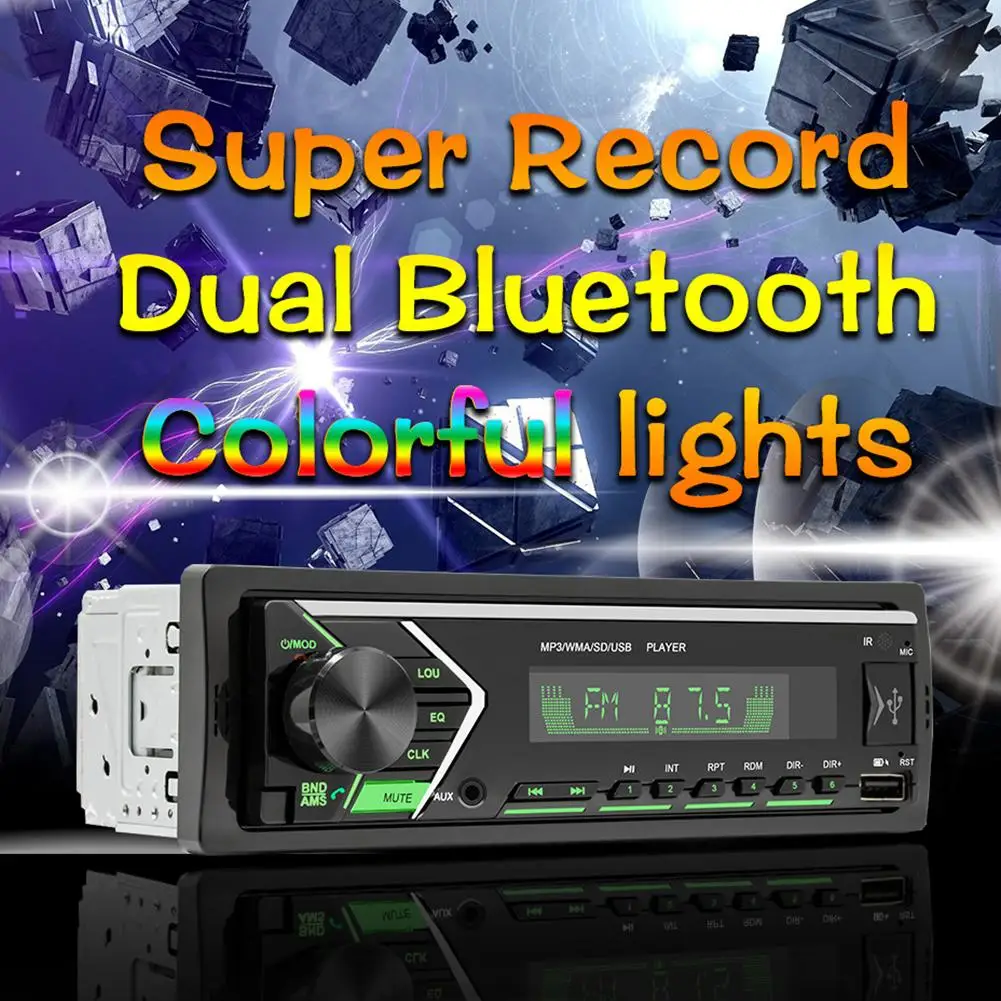 Автомобильный Bluetooth стерео MP3 плеер 12 В один Din громкая связь USB/Aux in/FM радио