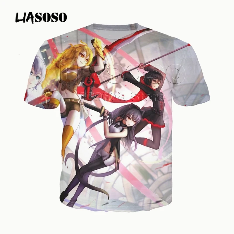 16 LIASOSO 3D принт для женщин и мужчин аниме косплей RWBY Kawaii девушки Рубиновая футболка «розы» летняя футболка хип-хоп пуловер повседневные топы - Цвет: 16