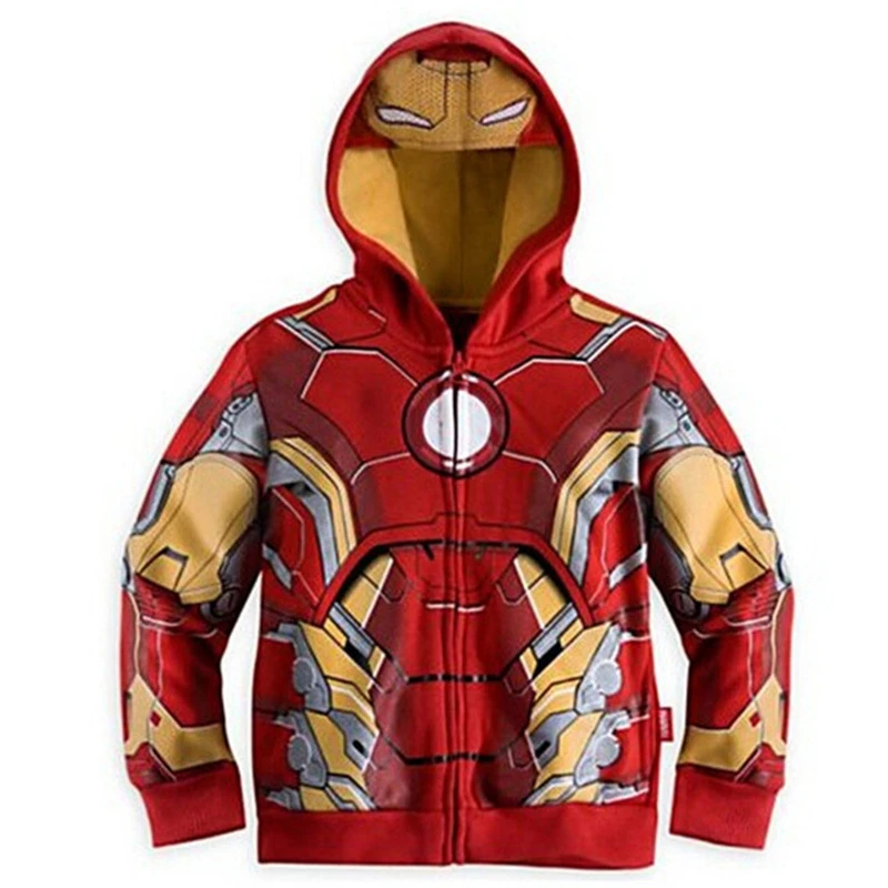 Iron man Толстовки с капюшоном для мальчиков Марвел из Мстителей супергерой Железный человек Тор Халк Капитан Америка свитер Человек-паук для мальчиков детская мультяшная куртка на молнии - Цвет: Iron man