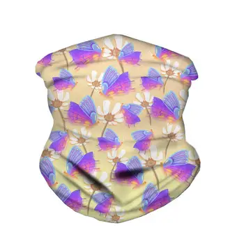 

HYCOOL Women Scarf Mask White Flower Butterfly Pattern Outdoor Walking Bicycle Cycling Windproof Magic Headband Balaclava Summer