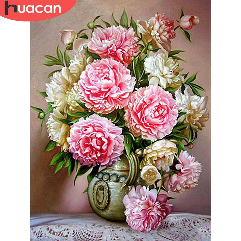 

HUACAN Diamond Mosaic Flower Vase Cross Stitch Kit Diamond Embroidery Full Square Diamond Painting Home Decoration
