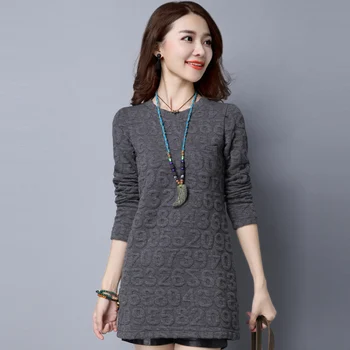 

Long-sleeve o-neck medium-long t-shirt female 2020 solid color all-match basic shirt top female