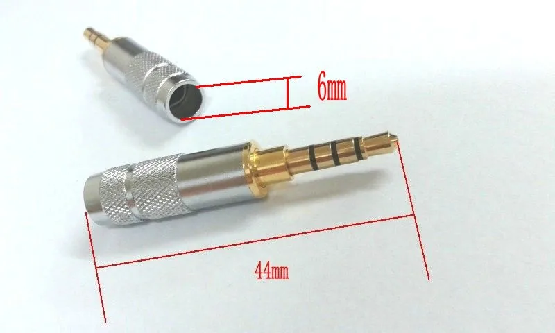 100pcs Gold audio 3 5mm 4 Pole Repair Headphone Jack Plug Cable Audio Solders adapter New