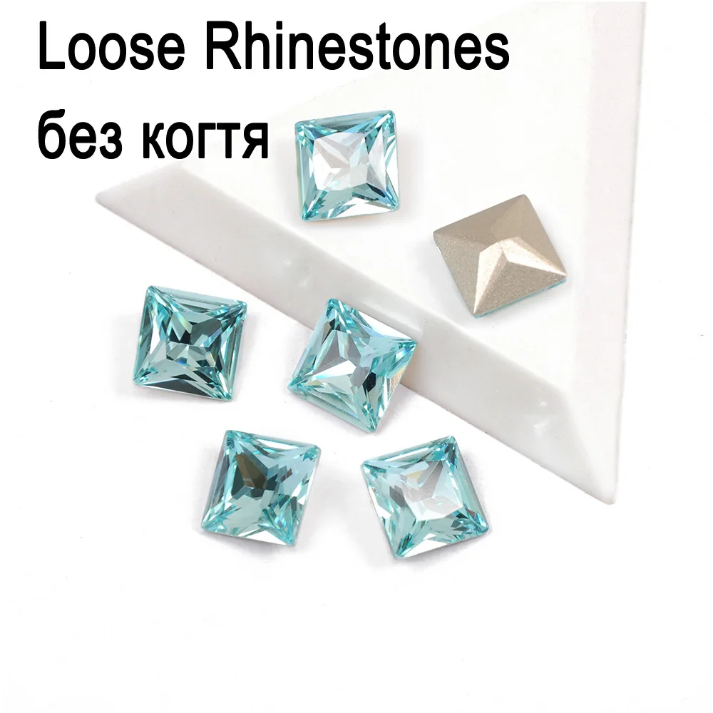 Alle Farben Kristall-Prinzessin Quadratische Glassteine zum Aufnähen, Strasssteine für Handarbeiten mit Krallen, DIY Kleidungszubehör, Diamanten – Detail 16