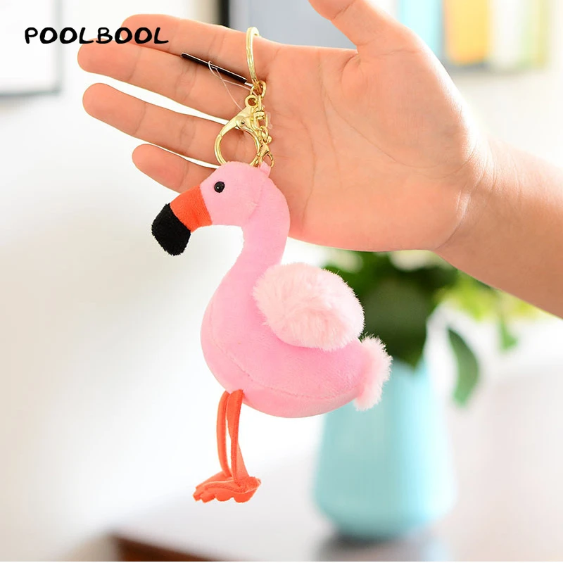 

New Size23CM,Stuffed Plush flamingo keychain mini backpack Dolls , Key chain Plush TOYS for children kawaii pompom decoration