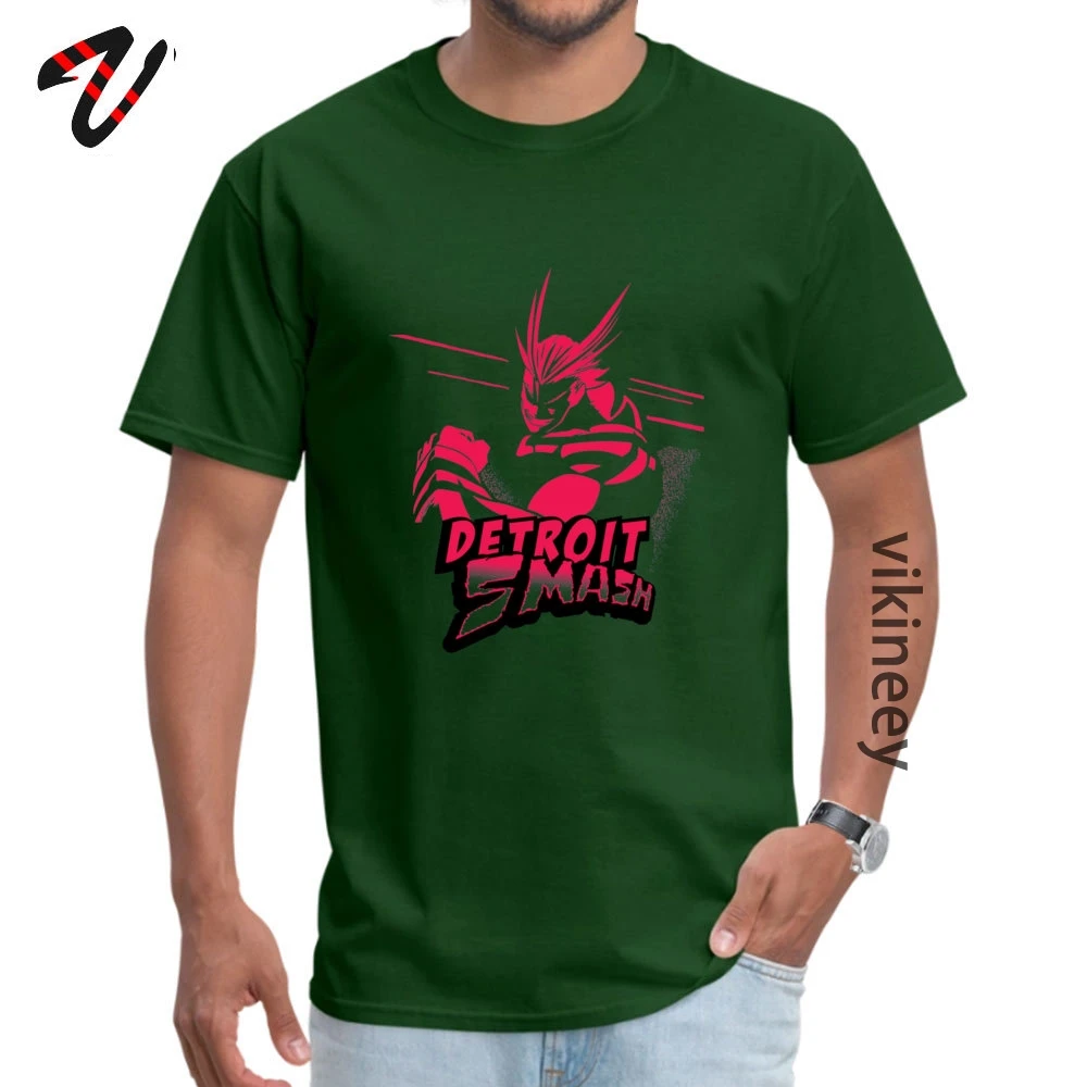 Normal Top T-shirts Classic Short Sleeve Geek 100% Cotton Round Neck Men Tees Casual Clothing Shirt Summer/Fall All Might Detroit Smash Red 11728 dark