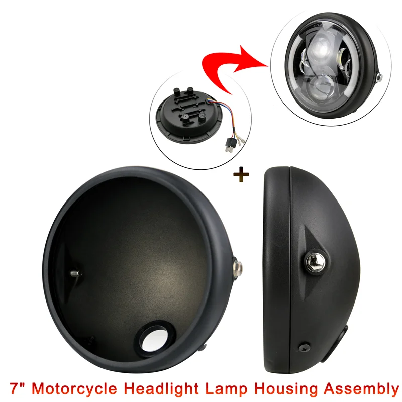Motorcycle LED Headlight Housing 7 Inch Retro Modified Headlight Base
