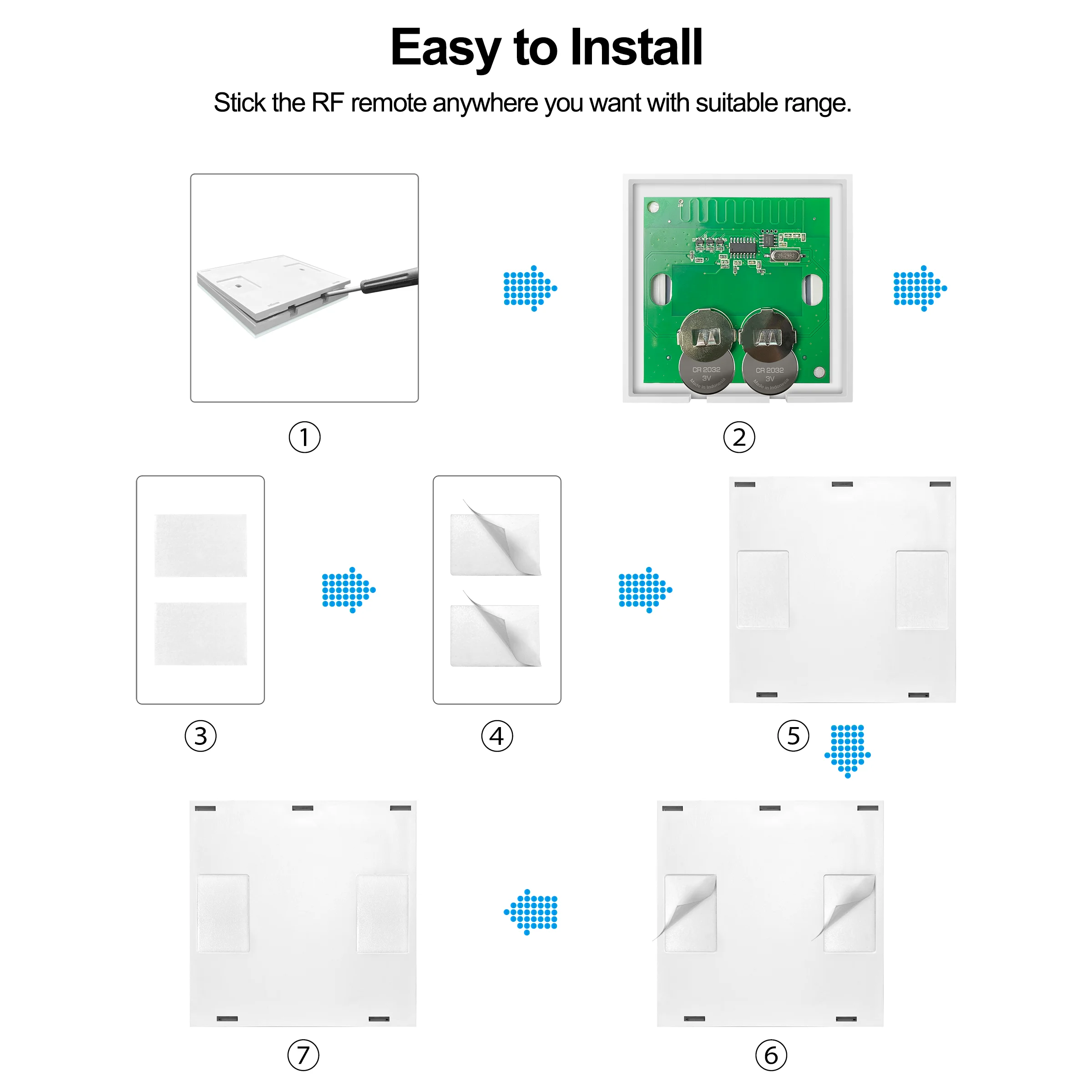 RF Touch Remote Controller 433Mhz Tempered Glass Panel Wireless Wall RF Transmitter 1/2/3 Gang Works with 433Mhz Receiver