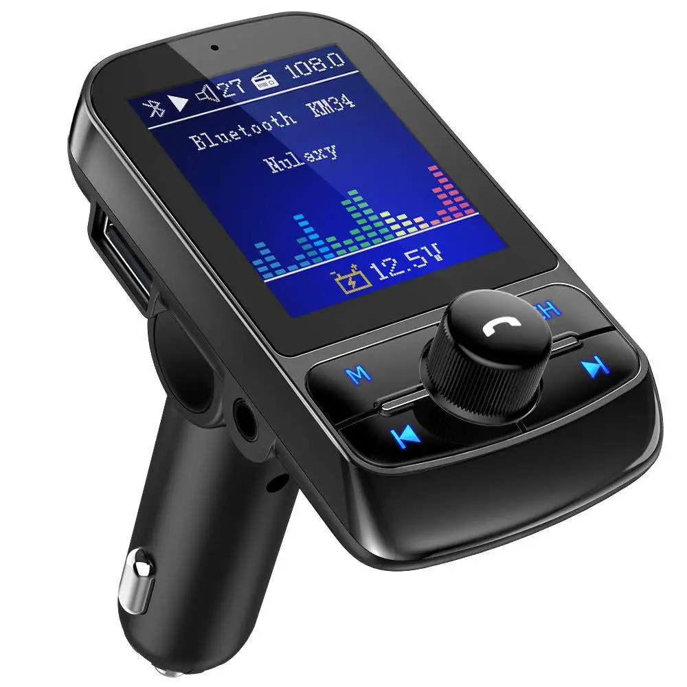 Fm-передатчик 1," цветной экран AUX модулятор Bluetooth беспроводной радио адаптер аудио автомобильный комплект 5 в 3.1A USB зарядное устройство TF карта - Название цвета: Черный