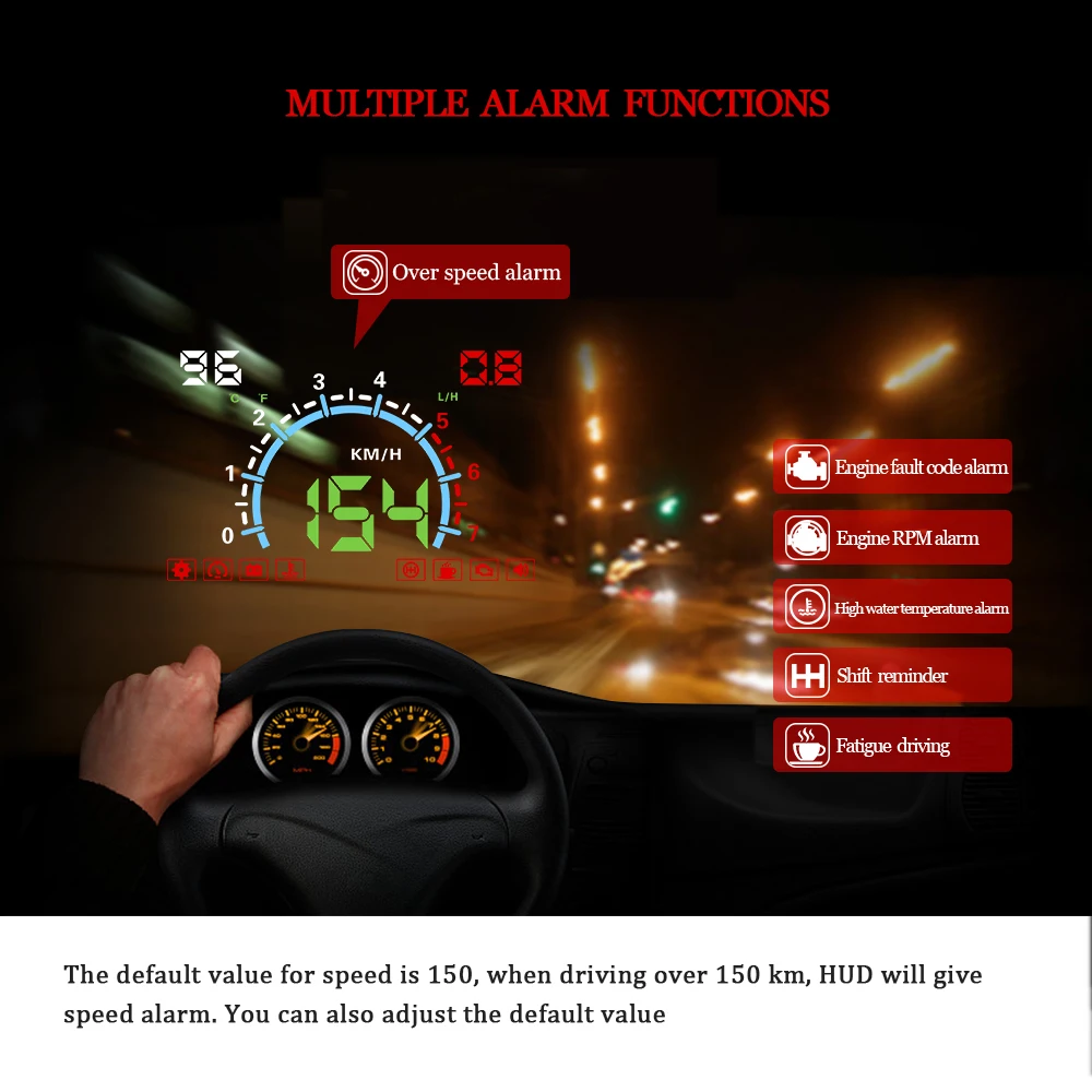 E350 OBD2 II HUD Car Display 5.8 Inch Screen Easy Plug And Play Overspeed Alarm Fuel Consumption display hud projector