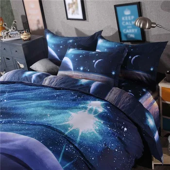 

New 3D Star Bedding Set Outer Space Microfiber Duvet Cover Set with Pillowcase Twin Full Queen Size Bed Linen Set Bedclothes