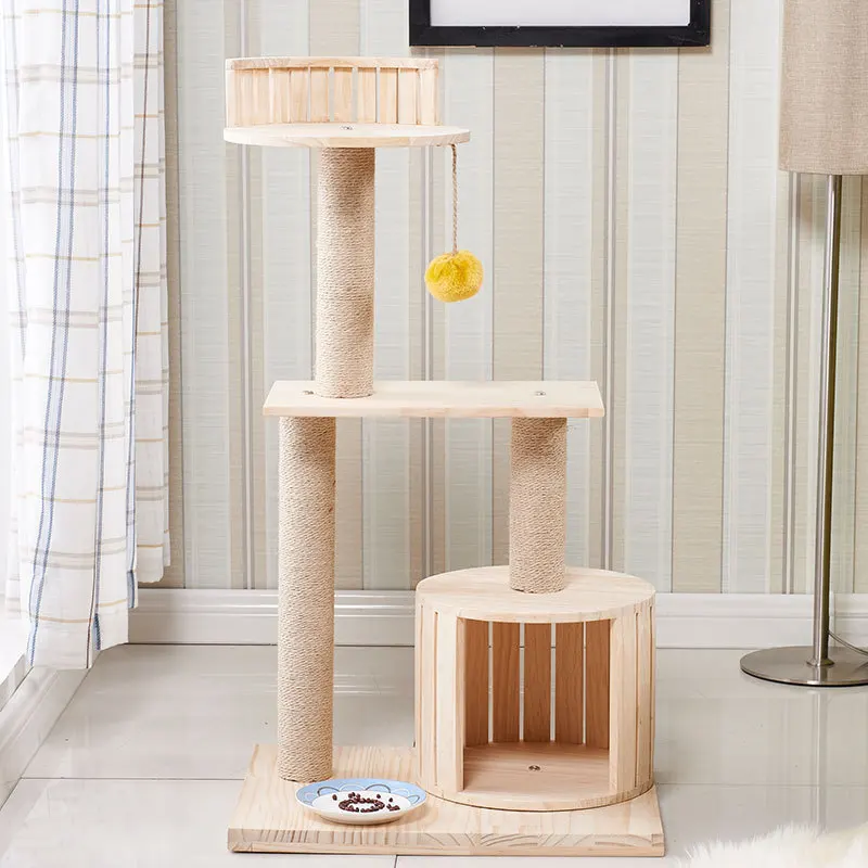 

Environmentally Friendly Panel Solid Wood Cat Climbing Frame Cat Nest Cat Tree Cat Scratch Trees Cat Teaser Toy Sisal Scratching