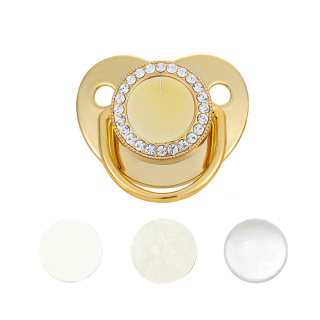 Blank Baby Pacifier Rhinestone Silicone Infant Nipple Teether Baby Shower Gifts BPA Free Baby Soother Dummy For 0-24M