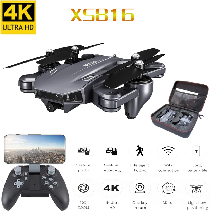 

XS816 RC Drone Optical Flow 4K Drone with Dual Camera Wifi FPV Drone Gesture Control Helicopter Quadcopter for Kids
