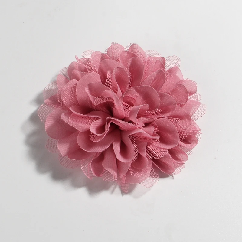 Dusty Pink 5 шт., 4,4 дюймов, 11 см, модная шифоновая сетка, цветы, аксессуары для волос, пушистая ткань, кружева, цветы, для детей, для девочек, головные уборы, повязки на голову - Цвет: Dusty Pink