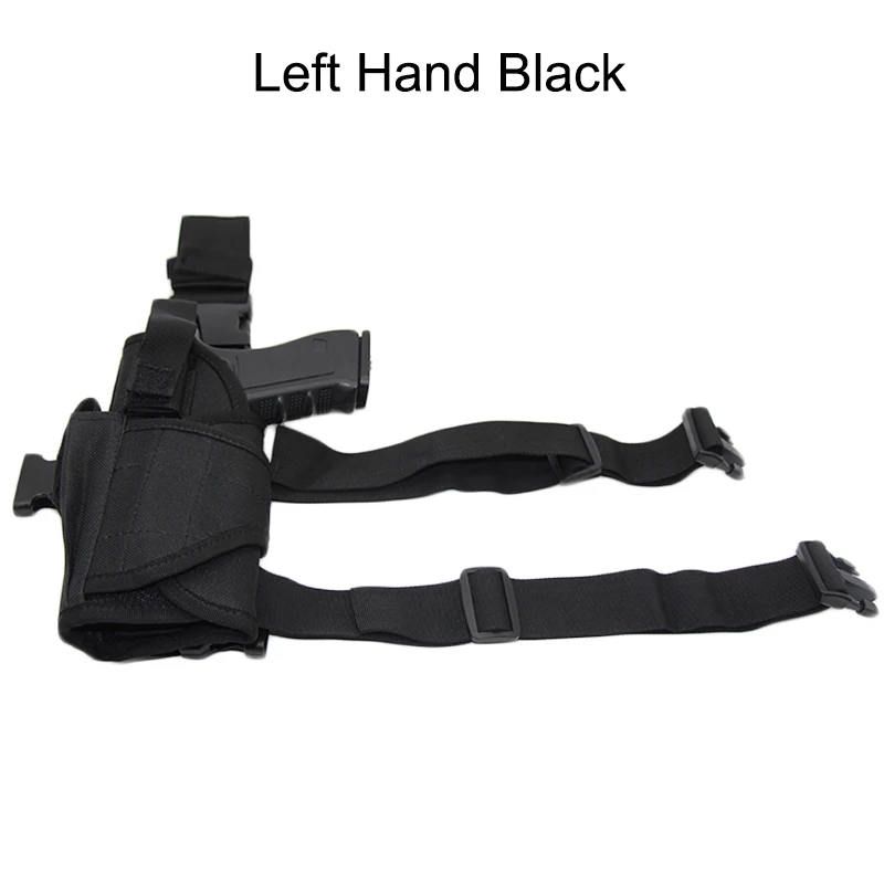 Тактический нейлоновый чехол-кобура для страйкбола с правой/левой ногой, регулируемый охотничий чехол для универсального пистолета - Цвет: Left Hand Black