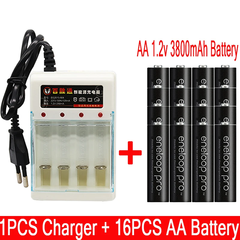 AA 3800 MAH 1,2 V для Panasonic eneloop батарея основная батарея Ni-MH камера игрушка Подогрев перезаряжаемая батарея+ зарядное устройство - Цвет: Зеленый