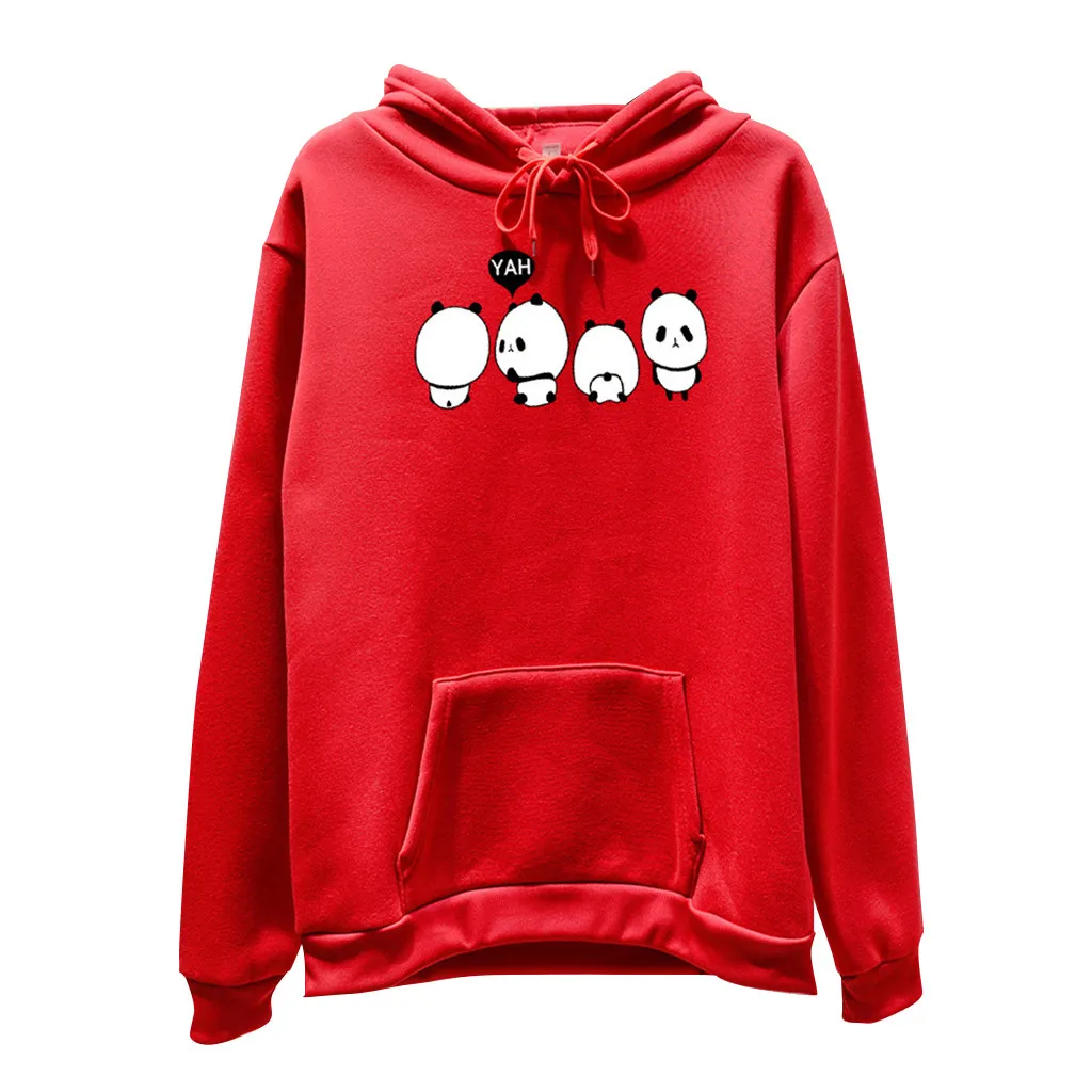 Jaycosin Fashion Autumn Women Loose Character Hoodie Pocket Sweatshirt Stylish Long Sleeve Comfortable Casual Pullover Top 107#4