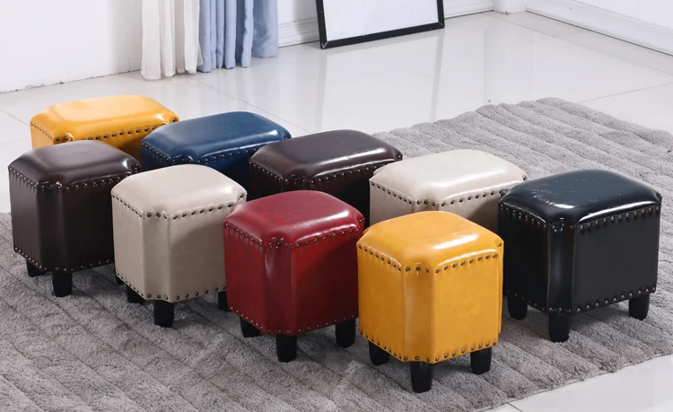 Антикварный кожаный квадратный табурет бытовой диван модный креативный silla para maquillaje туалетный стул мебель скамейка